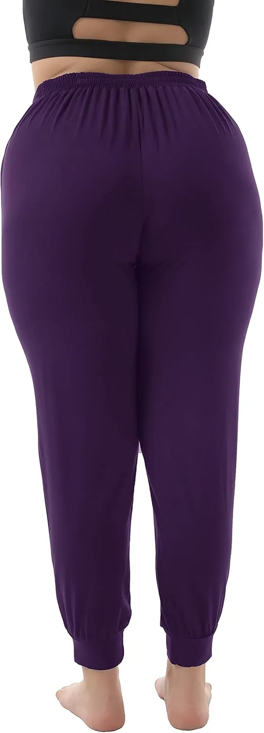 ZERDOCEAN Women's Plus Size Casual Lounge Pants Stretchy Relaxed Jogger Yoga Pants with Pockets