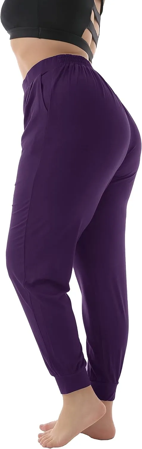 ZERDOCEAN Women's Plus Size Casual Lounge Pants Stretchy Relaxed Jogger Yoga Pants with Pockets