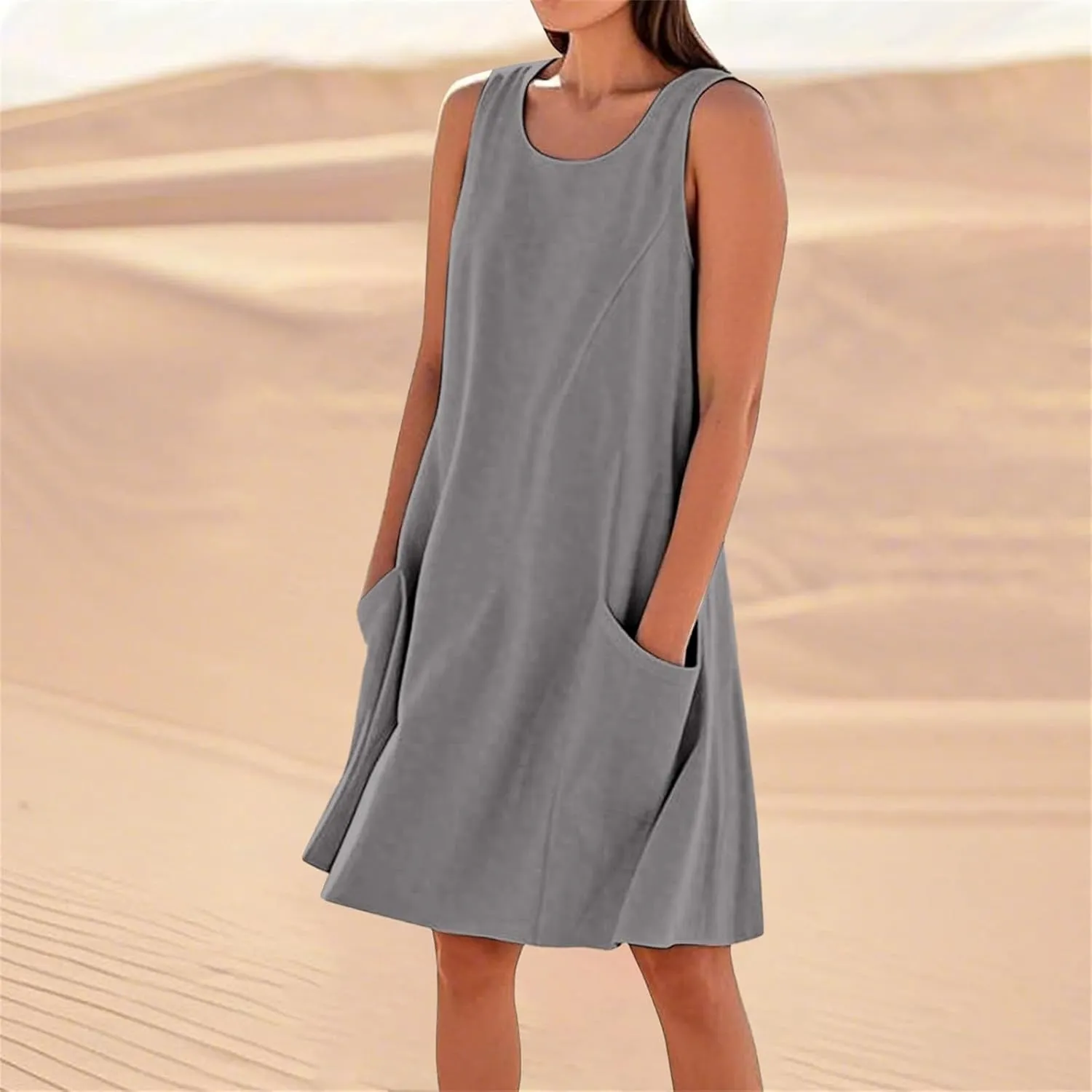 ZYXTIM Women's Summer Casual Tank Midi Dress with Pockets Plus Size Loose Fit Comfy T Shirt Dresses Flowy Beach Sundresses