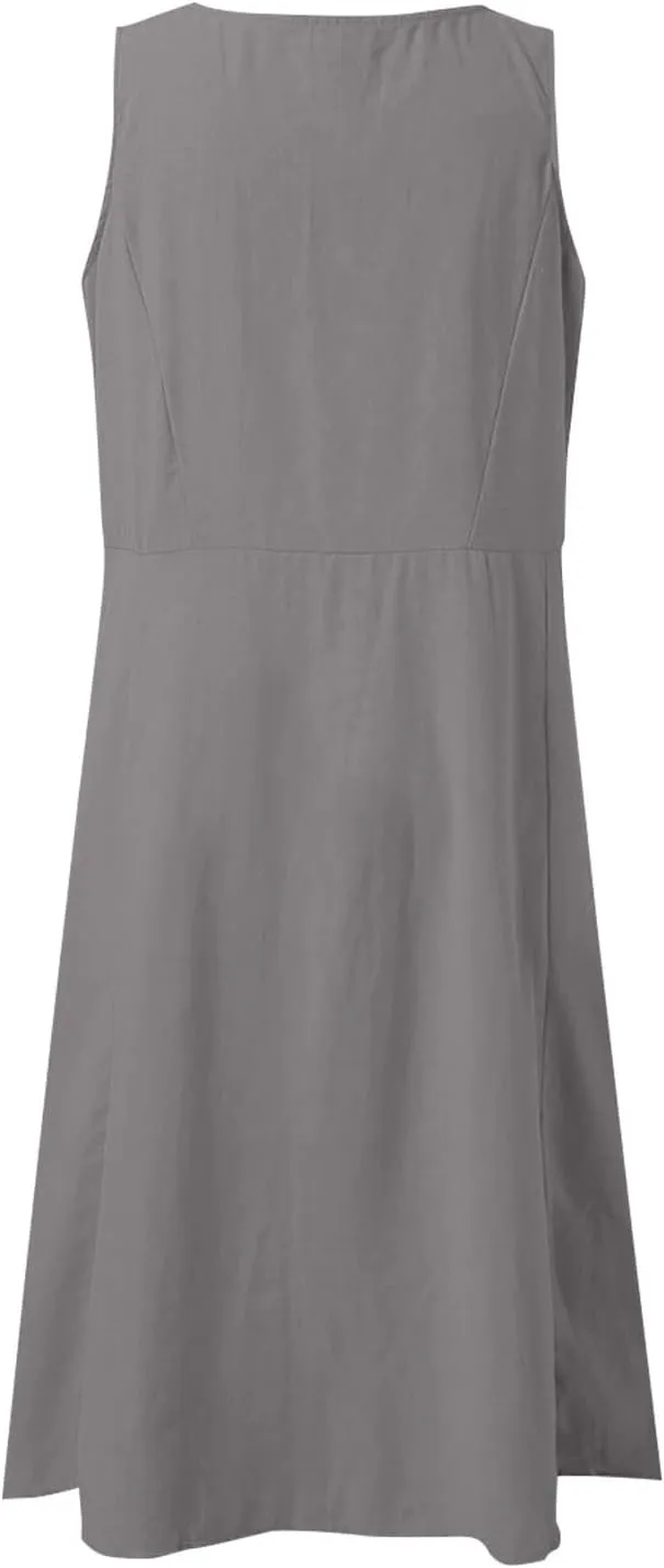 ZYXTIM Women's Summer Casual Tank Midi Dress with Pockets Plus Size Loose Fit Comfy T Shirt Dresses Flowy Beach Sundresses
